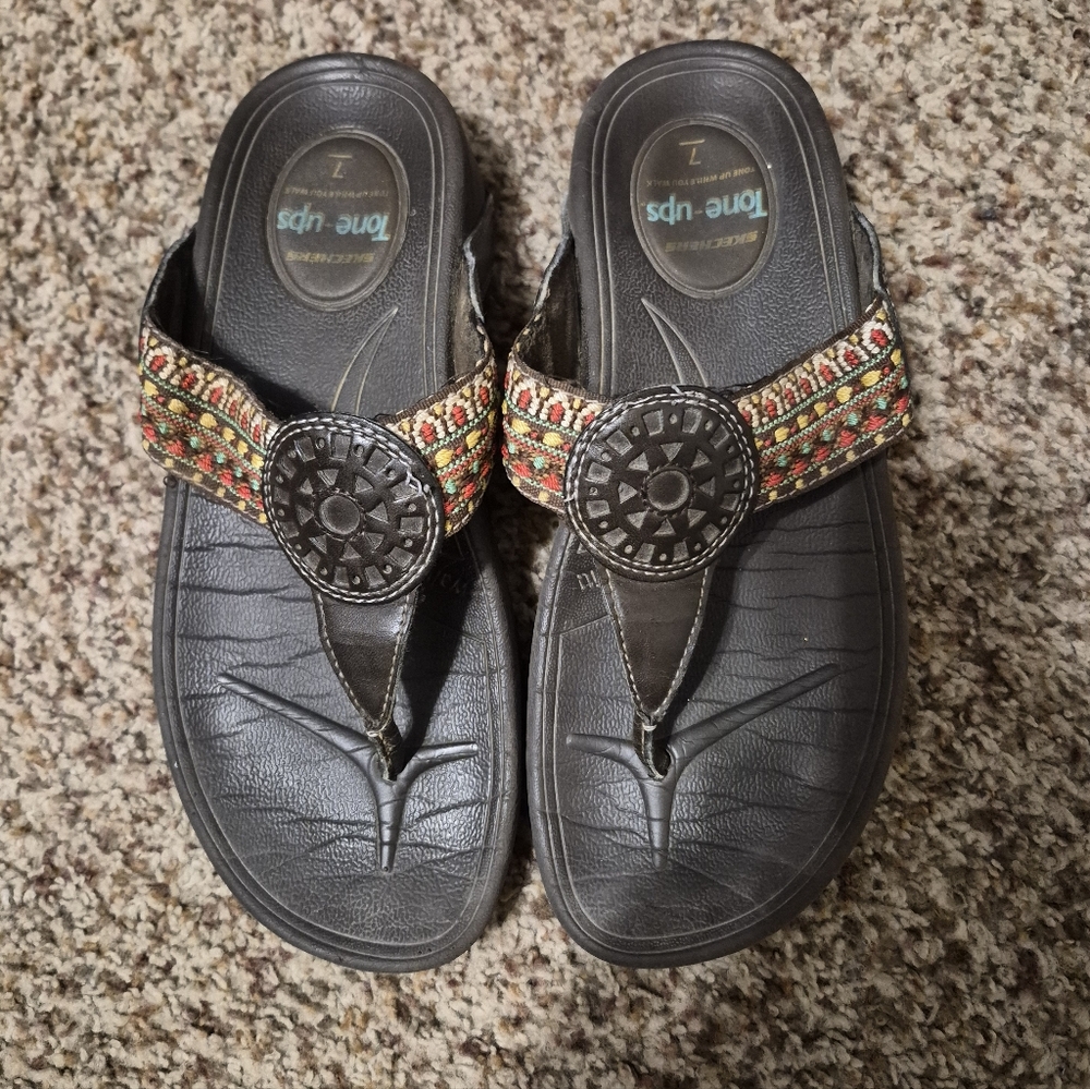 Skechers Brown and Multicolor Tone-ups Sandals Size 7